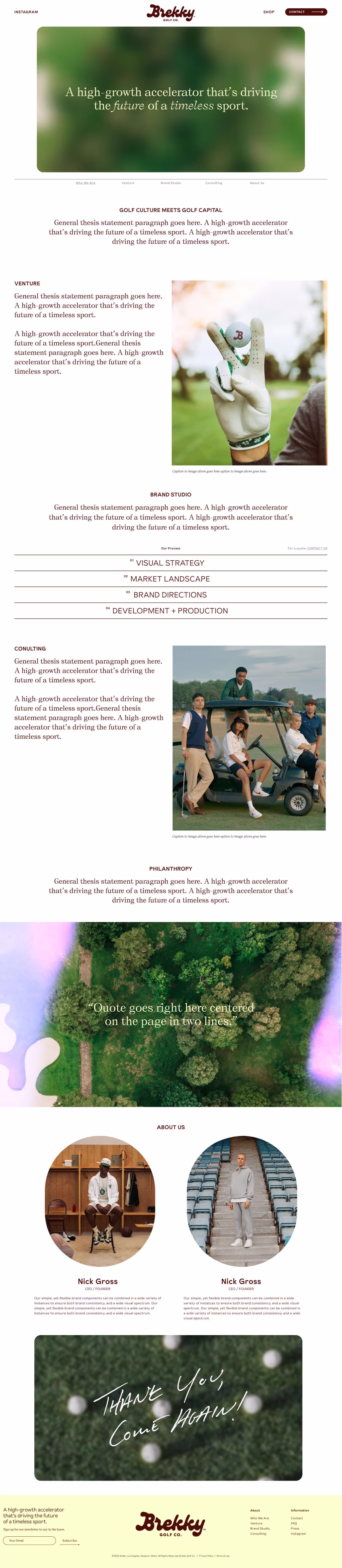 Brekky Golf Co. — Brekky Wireframe Single Scroll Page
