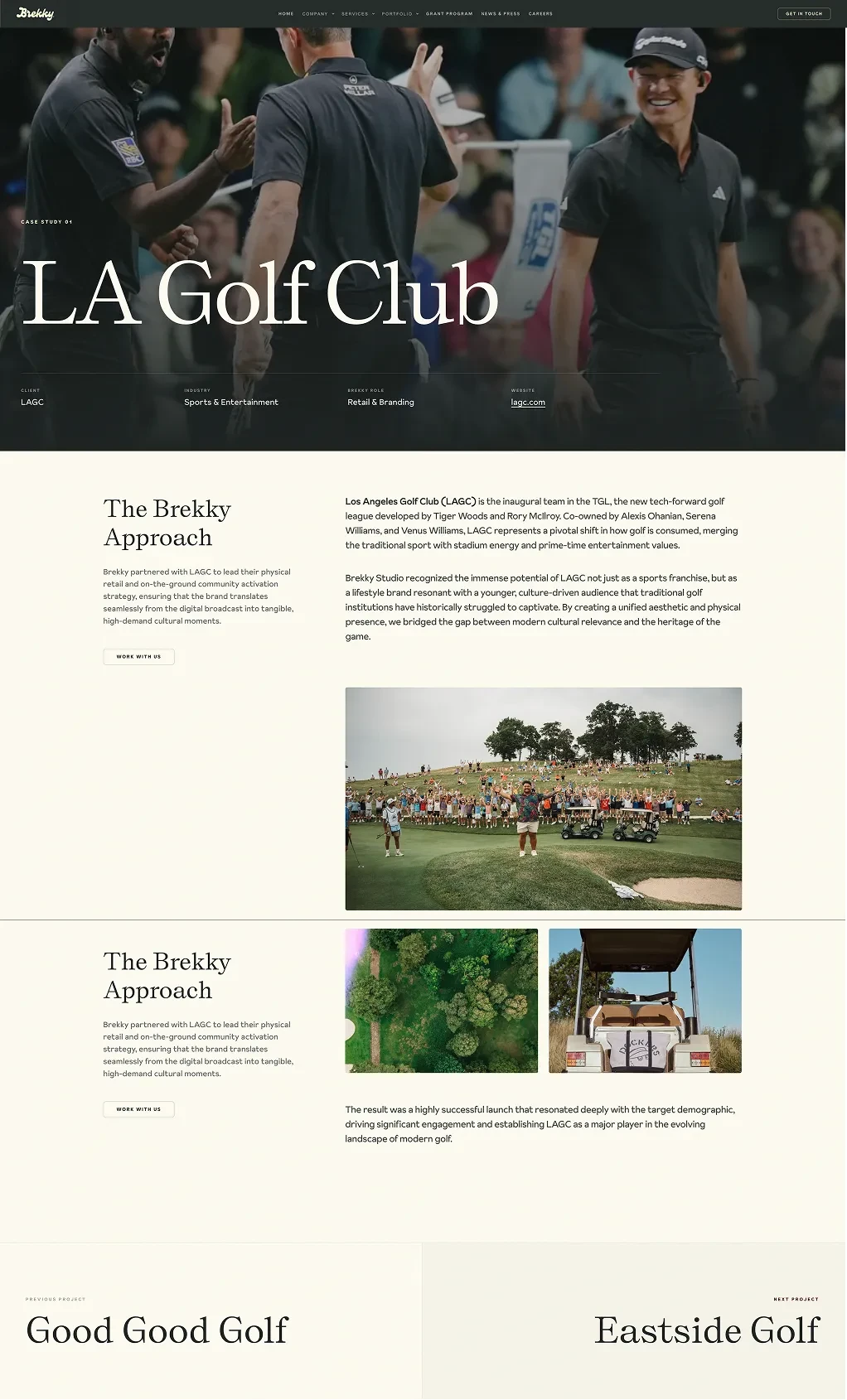 Brekky portfolio detail page design for Los Angeles Golf Club